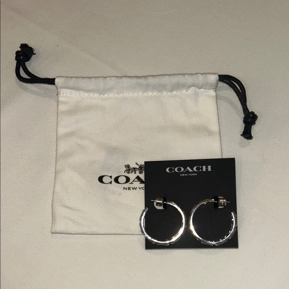 Coach Shiny Silver Hoop Earrings